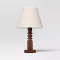 Vintage Holzoptik Schreibtischlampe mit Stoffschirm