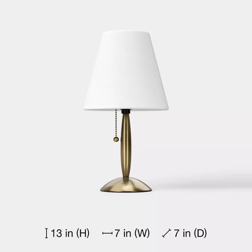Mini Metall Schreibtischlampe mit Stoffschirm und Kordelschalter