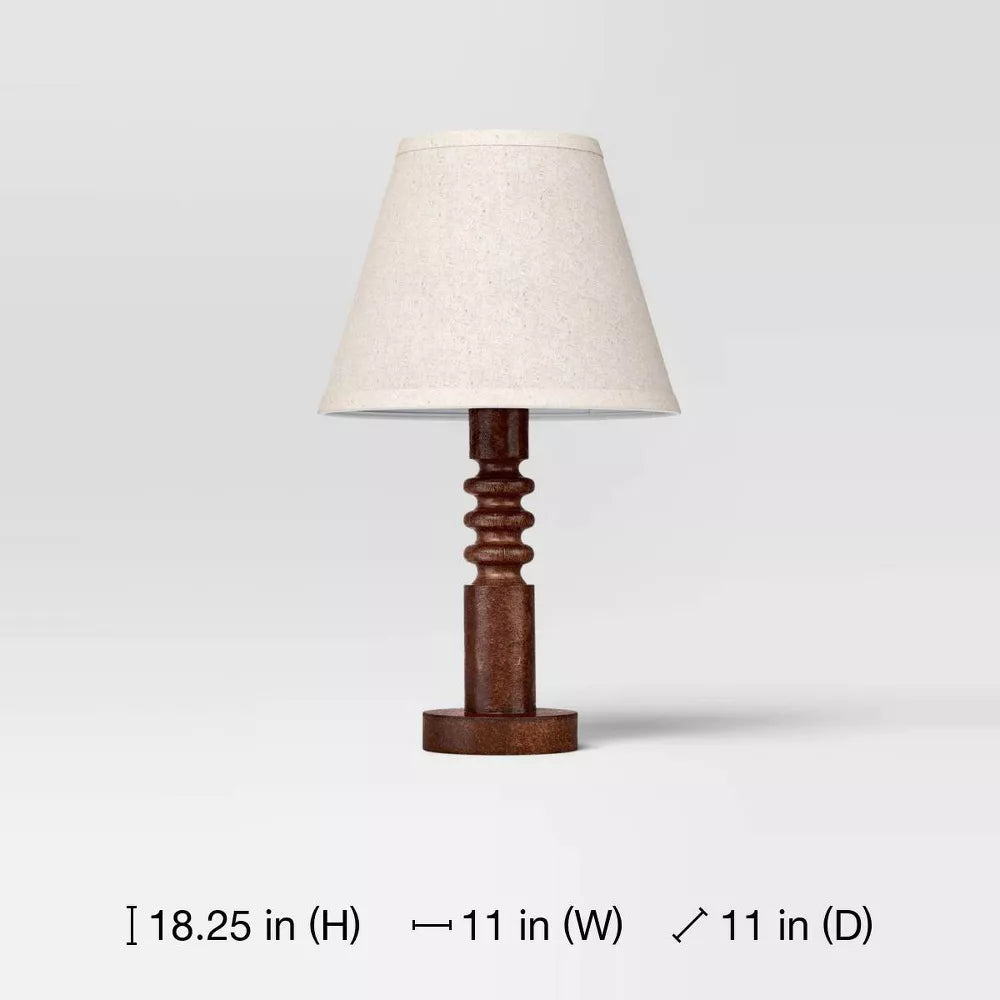 Vintage Holzoptik Schreibtischlampe mit Stoffschirm